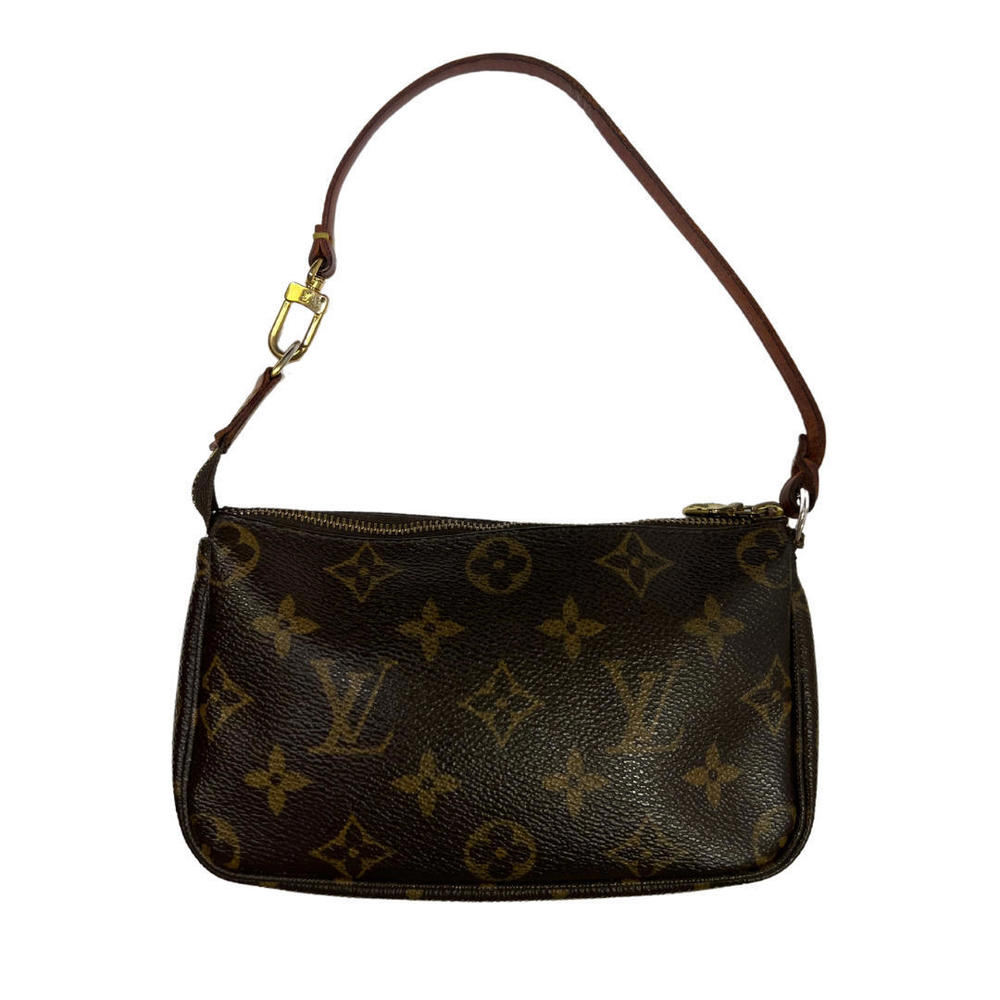 Louis Vuitton HTF OG Mini Pochette Brown LV Monogram Leather Detachable Strap